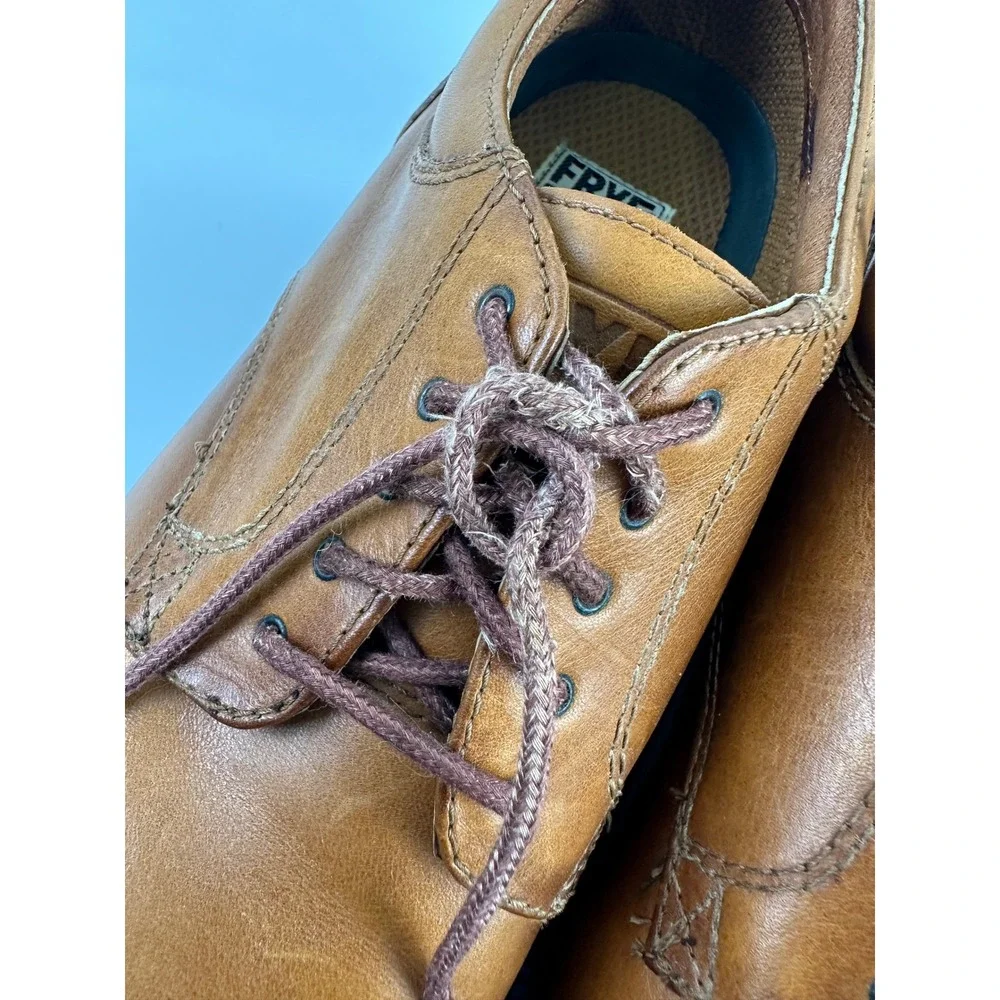 Frye Matthew Oxford Tan Leather Plain Toe Dress Shoes Lace Up Casual Mens 11 M